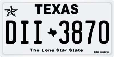 TX license plate DII3870