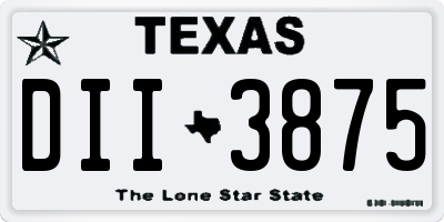 TX license plate DII3875