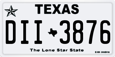 TX license plate DII3876