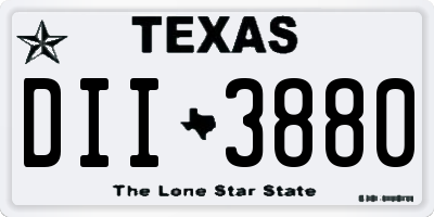 TX license plate DII3880