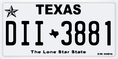 TX license plate DII3881