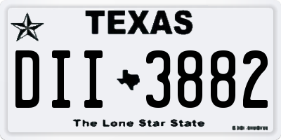 TX license plate DII3882