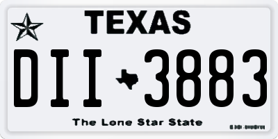 TX license plate DII3883