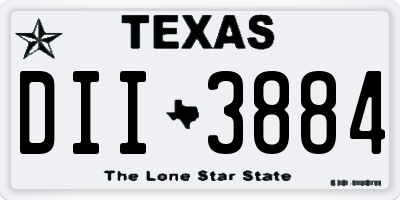 TX license plate DII3884