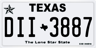 TX license plate DII3887