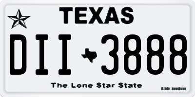 TX license plate DII3888