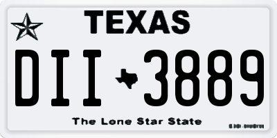 TX license plate DII3889