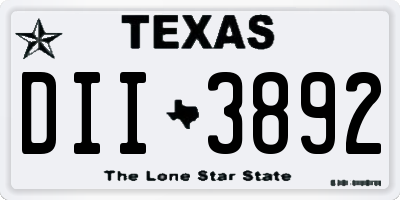 TX license plate DII3892
