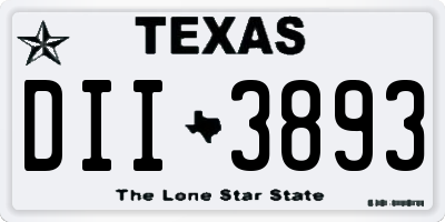TX license plate DII3893