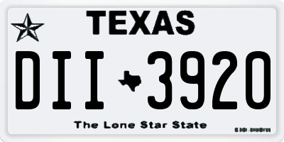 TX license plate DII3920