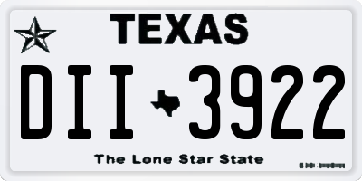TX license plate DII3922