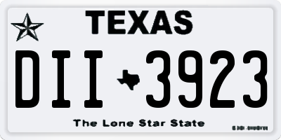 TX license plate DII3923