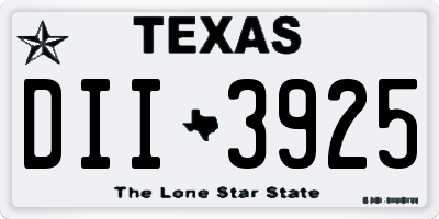 TX license plate DII3925