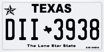 TX license plate DII3938