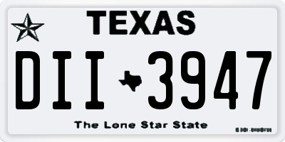 TX license plate DII3947