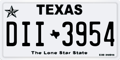 TX license plate DII3954