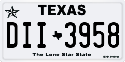 TX license plate DII3958