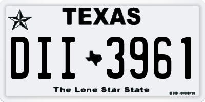 TX license plate DII3961