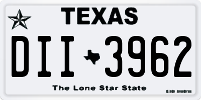 TX license plate DII3962