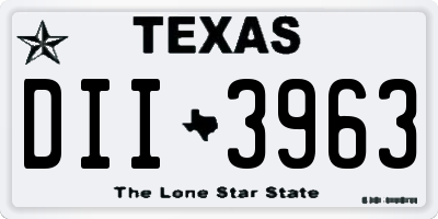 TX license plate DII3963