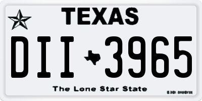TX license plate DII3965