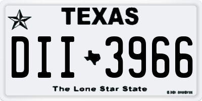 TX license plate DII3966
