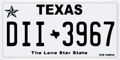 TX license plate DII3967