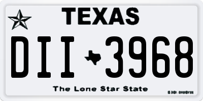 TX license plate DII3968