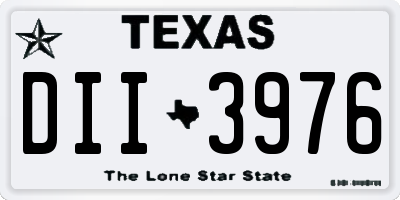TX license plate DII3976