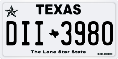 TX license plate DII3980