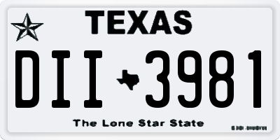 TX license plate DII3981