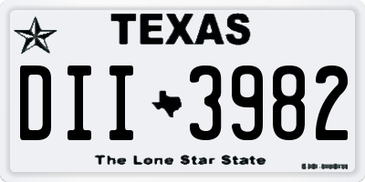 TX license plate DII3982