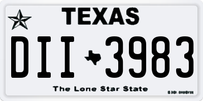TX license plate DII3983