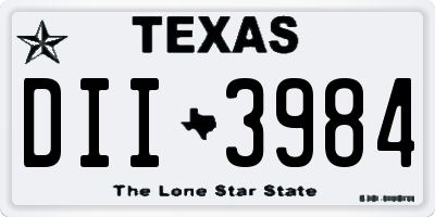 TX license plate DII3984