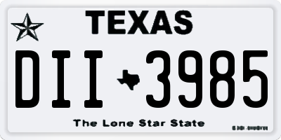 TX license plate DII3985