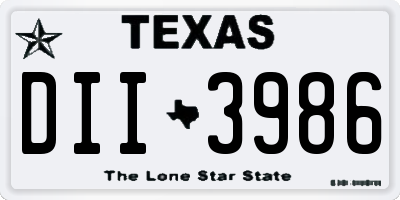 TX license plate DII3986