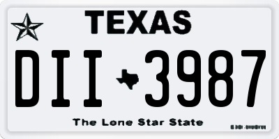 TX license plate DII3987