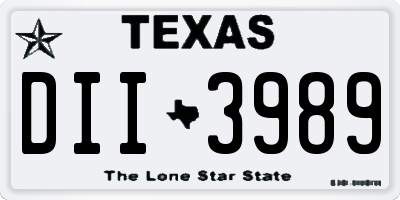 TX license plate DII3989