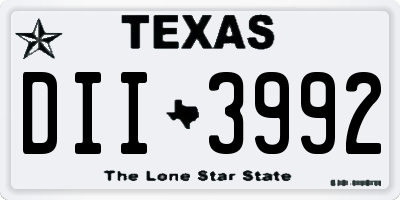 TX license plate DII3992