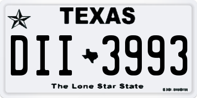 TX license plate DII3993