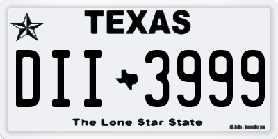 TX license plate DII3999
