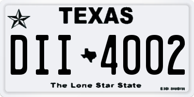 TX license plate DII4002