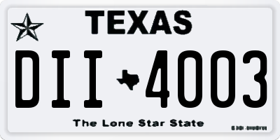 TX license plate DII4003