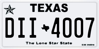 TX license plate DII4007