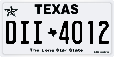 TX license plate DII4012