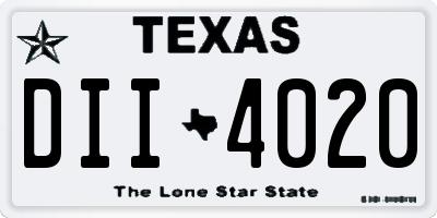TX license plate DII4020