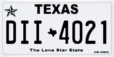 TX license plate DII4021