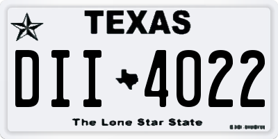 TX license plate DII4022