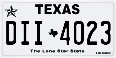 TX license plate DII4023