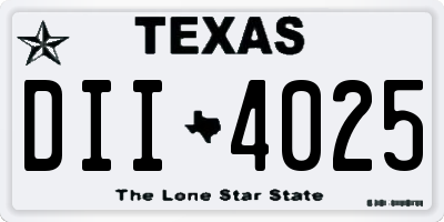 TX license plate DII4025
